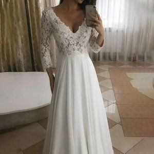 Princess Chiffon Applique 3/4 Sleeves